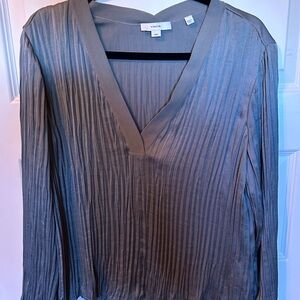 Vince Women's Metallic blue-Gray V-Neck Blouse